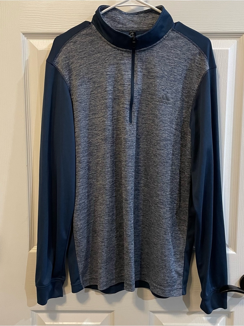 Adidas Golf Mens Medium Blue Space Dye 1/4 Zip Pullover Performance Long Sleeve